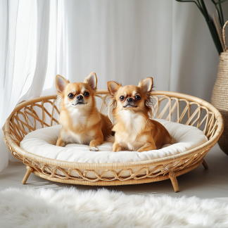 Pet bed, wicker dog bed, cat bed, American-style retro solid wood animal house furniture, Teddy Bichon Frise dog mattress