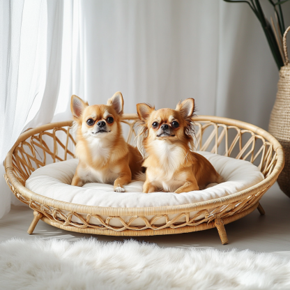 Pet bed, wicker dog bed, cat bed, American-style retro solid wood animal house furniture, Teddy Bichon Frise dog mattress