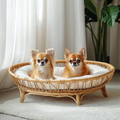Pet bed, wicker dog bed, cat bed, American-style retro solid wood animal house furniture, Teddy Bichon Frise dog mattress - Image 9