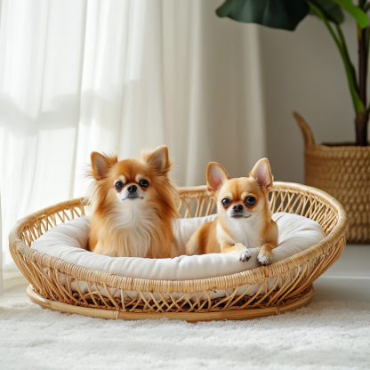 Pet bed, wicker dog bed, cat bed, American-style retro solid wood animal house furniture, Teddy Bichon Frise dog mattress - Image 8
