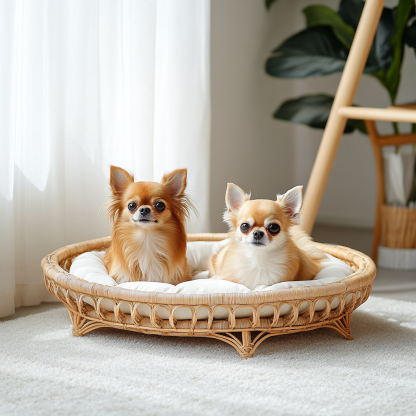 Pet bed, wicker dog bed, cat bed, American-style retro solid wood animal house furniture, Teddy Bichon Frise dog mattress - Image 7
