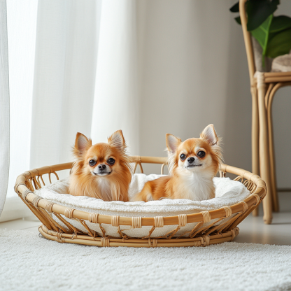 Pet bed, wicker dog bed, cat bed, American-style retro solid wood animal house furniture, Teddy Bichon Frise dog mattress - Image 9
