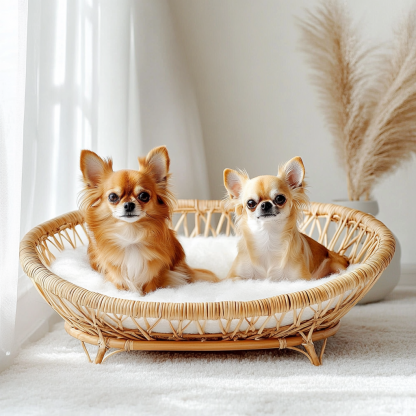 Pet bed, wicker dog bed, cat bed, American-style retro solid wood animal house furniture, Teddy Bichon Frise dog mattress - Image 9