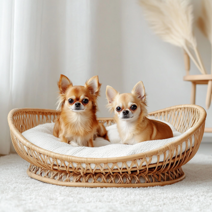 Pet bed, wicker dog bed, cat bed, American-style retro solid wood animal house furniture, Teddy Bichon Frise dog mattress - Image 8