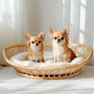 Pet bed, wicker dog bed, cat bed, American-style retro solid wood animal house furniture, Teddy Bichon Frise dog mattress