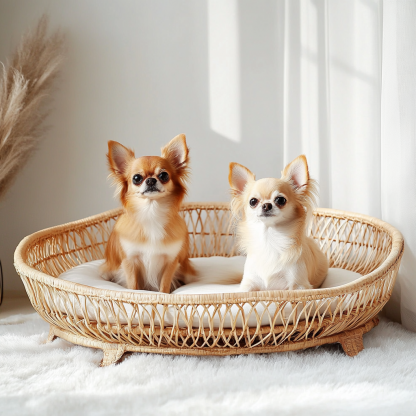 Pet bed, wicker dog bed, cat bed, American-style retro solid wood animal house furniture, Teddy Bichon Frise dog mattress - Image 6