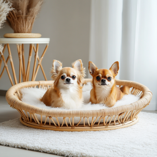 Pet bed, wicker dog bed, cat bed, American-style retro solid wood animal house furniture, Teddy Bichon Frise dog mattress