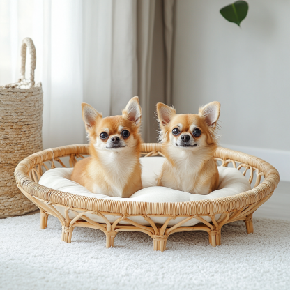 Pet bed, wicker dog bed, cat bed, American-style retro solid wood animal house furniture, Teddy Bichon Frise dog mattress - Image 4