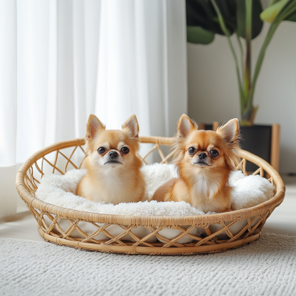 Pet bed, wicker dog bed, cat bed, American-style retro solid wood animal house furniture, Teddy Bichon Frise dog mattress - Image 3