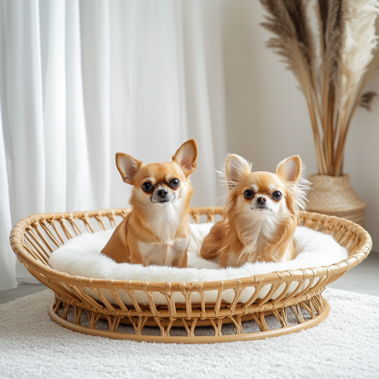 Pet bed, wicker dog bed, cat bed, American-style retro solid wood animal house furniture, Teddy Bichon Frise dog mattress - Image 5