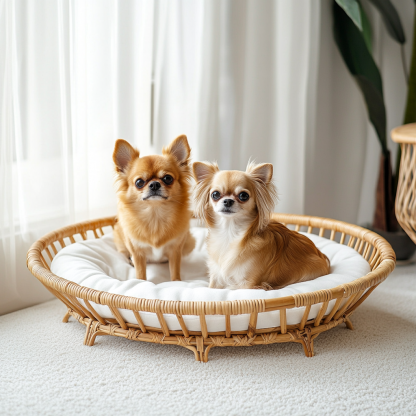 Pet bed, wicker dog bed, cat bed, American-style retro solid wood animal house furniture, Teddy Bichon Frise dog mattress - Image 4