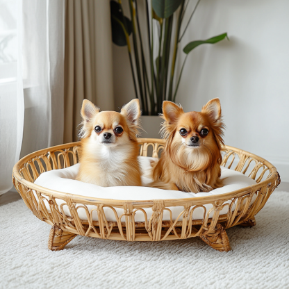 Pet bed, wicker dog bed, cat bed, American-style retro solid wood animal house furniture, Teddy Bichon Frise dog mattress - Image 3
