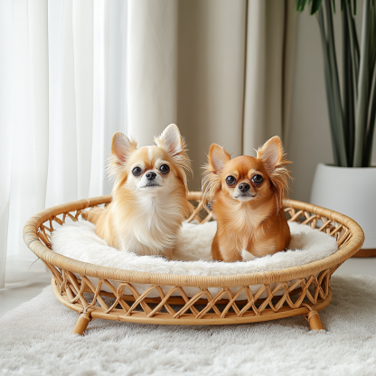 Pet bed, wicker dog bed, cat bed, American-style retro solid wood animal house furniture, Teddy Bichon Frise dog mattress - Image 2