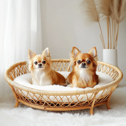 Pet bed, wicker dog bed, cat bed, American-style retro solid wood animal house furniture, Teddy Bichon Frise dog mattress - Image 9