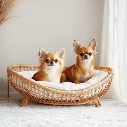 Pet bed, wicker dog bed, cat bed, American-style retro solid wood animal house furniture, Teddy Bichon Frise dog mattress - Image 8