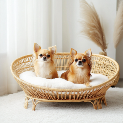 Pet bed, wicker dog bed, cat bed, American-style retro solid wood animal house furniture, Teddy Bichon Frise dog mattress - Image 7