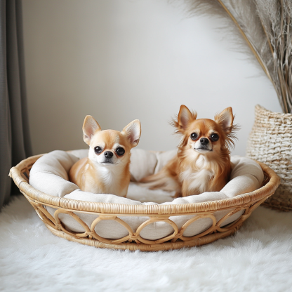 Pet bed, wicker dog bed, cat bed, American-style retro solid wood animal house furniture, Teddy Bichon Frise dog mattress - Image 9