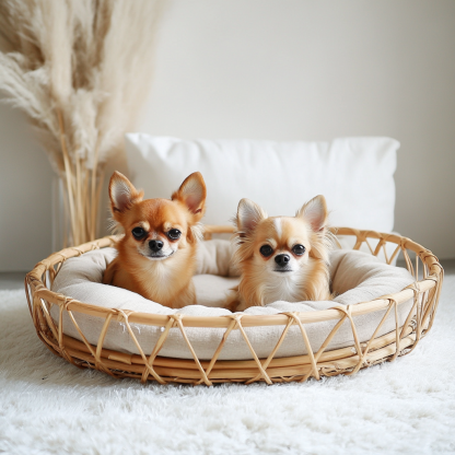 Pet bed, wicker dog bed, cat bed, American-style retro solid wood animal house furniture, Teddy Bichon Frise dog mattress - Image 6