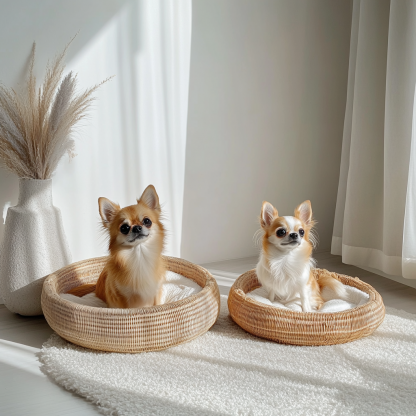 Pet bed, wicker dog bed, cat bed, American-style retro solid wood animal house furniture, Teddy Bichon Frise dog mattress - Image 2