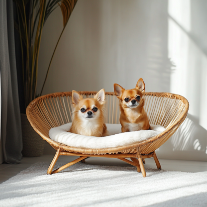 Pet bed, wicker dog bed, cat bed, American-style retro solid wood animal house furniture, Teddy Bichon Frise dog mattress - Image 9
