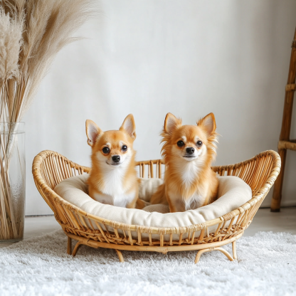 Pet bed, wicker dog bed, cat bed, American-style retro solid wood animal house furniture, Teddy Bichon Frise dog mattress - Image 8
