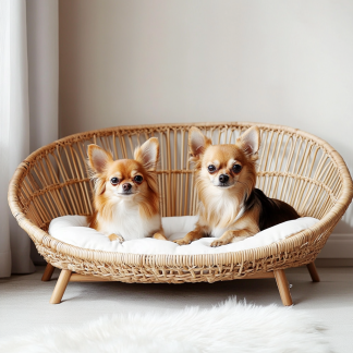 Pet bed, wicker dog bed, cat bed, American-style retro solid wood animal house furniture, Teddy Bichon Frise dog mattress