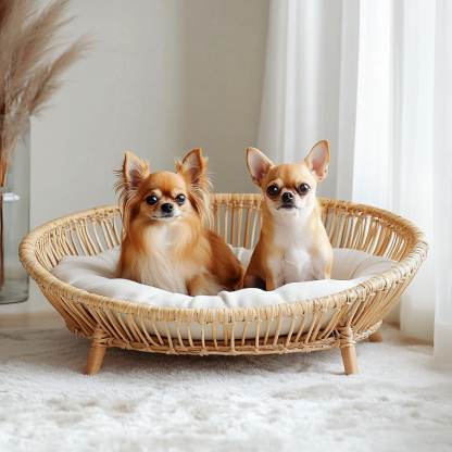 Pet bed, wicker dog bed, cat bed, American-style retro solid wood animal house furniture, Teddy Bichon Frise dog mattress - Image 8