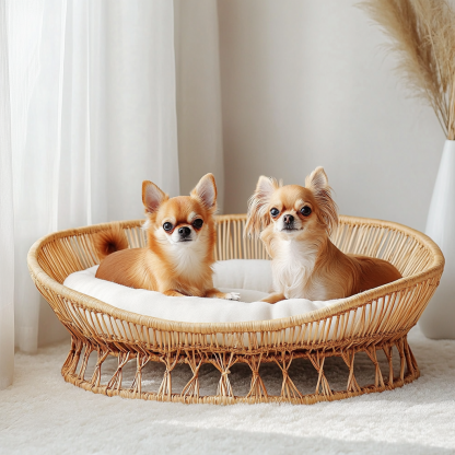 Pet bed, wicker dog bed, cat bed, American-style retro solid wood animal house furniture, Teddy Bichon Frise dog mattress - Image 9