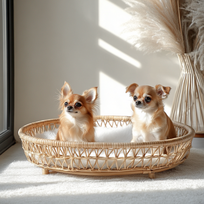 Pet bed, wicker dog bed, cat bed, American-style retro solid wood animal house furniture, Teddy Bichon Frise dog mattress - Image 9