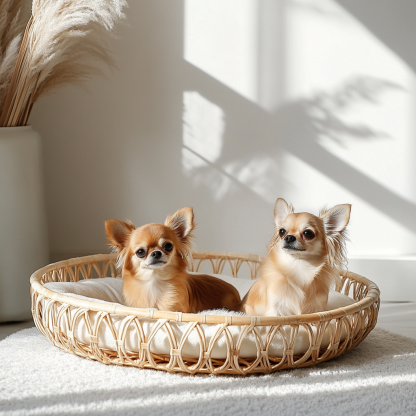 Pet bed, wicker dog bed, cat bed, American-style retro solid wood animal house furniture, Teddy Bichon Frise dog mattress - Image 8