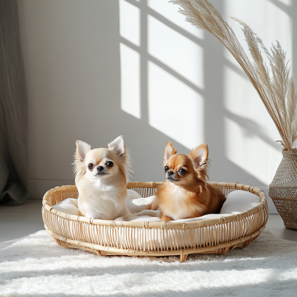 Pet bed, wicker dog bed, cat bed, American-style retro solid wood animal house furniture, Teddy Bichon Frise dog mattress - Image 6
