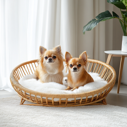 Pet bed, wicker dog bed, cat bed, American-style retro solid wood animal house furniture, Teddy Bichon Frise dog mattress - Image 8