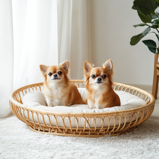 Pet bed, wicker dog bed, cat bed, American-style retro solid wood animal house furniture, Teddy Bichon Frise dog mattress