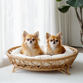 Pet bed, wicker dog bed, cat bed, American-style retro solid wood animal house furniture, Teddy Bichon Frise dog mattress