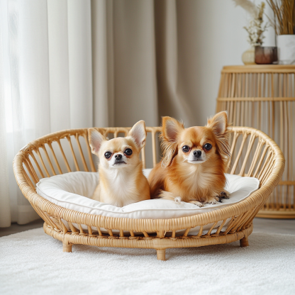 Pet bed, wicker dog bed, cat bed, American-style retro solid wood animal house furniture, Teddy Bichon Frise dog mattress - Image 9
