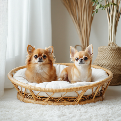 Pet bed, wicker dog bed, cat bed, American-style retro solid wood animal house furniture, Teddy Bichon Frise dog mattress - Image 8
