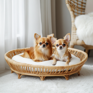 Pet bed, wicker dog bed, cat bed, American-style retro solid wood animal house furniture, Teddy Bichon Frise dog mattress