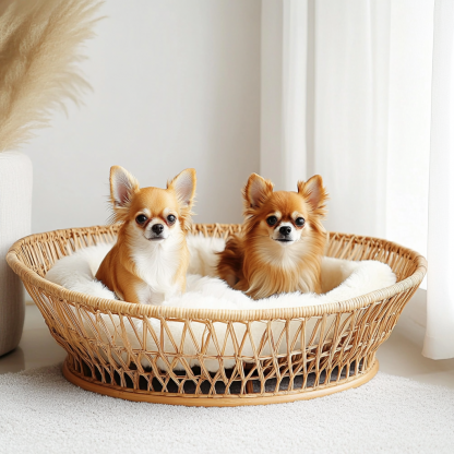 Pet bed, wicker dog bed, cat bed, American-style retro solid wood animal house furniture, Teddy Bichon Frise dog mattress - Image 7