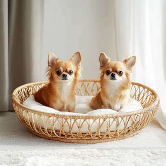 Pet bed, wicker dog bed, cat bed, American-style retro solid wood animal house furniture, Teddy Bichon Frise dog mattress