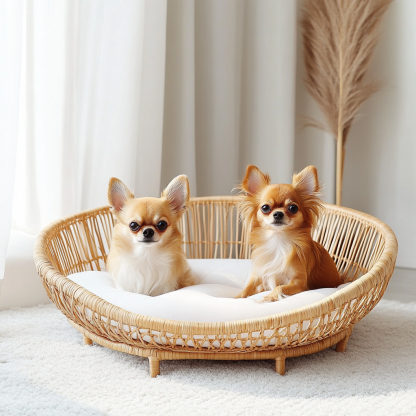 Pet bed, wicker dog bed, cat bed, American-style retro solid wood animal house furniture, Teddy Bichon Frise dog mattress - Image 4