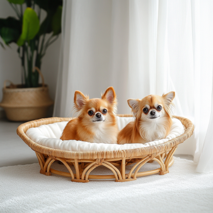 Pet bed, wicker dog bed, cat bed, American-style retro solid wood animal house furniture, Teddy Bichon Frise dog mattress - Image 2