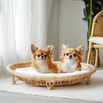 Pet bed, wicker dog bed, cat bed, American-style retro solid wood animal house furniture, Teddy Bichon Frise dog mattress - Image 3