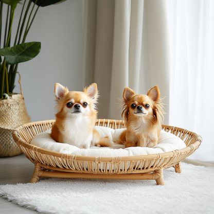 Pet bed, wicker dog bed, cat bed, American-style retro solid wood animal house furniture, Teddy Bichon Frise dog mattress - Image 4