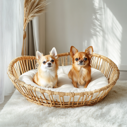 Pet bed, wicker dog bed, cat bed, American-style retro solid wood animal house furniture, Teddy Bichon Frise dog mattress - Image 5