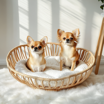 Pet bed, wicker dog bed, cat bed, American-style retro solid wood animal house furniture, Teddy Bichon Frise dog mattress - Image 4