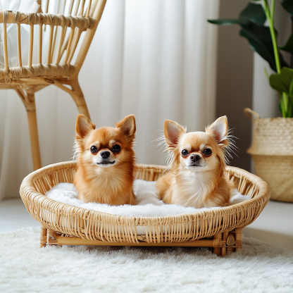 Pet bed, wicker dog bed, cat bed, American-style retro solid wood animal house furniture, Teddy Bichon Frise dog mattress - Image 5