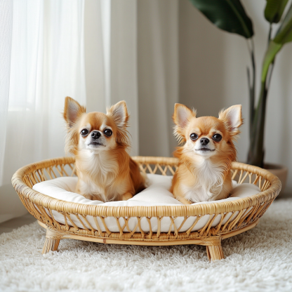 Pet bed, wicker dog bed, cat bed, American-style retro solid wood animal house furniture, Teddy Bichon Frise dog mattress - Image 4