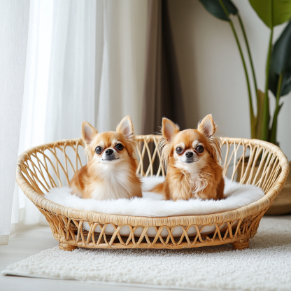 Pet bed, wicker dog bed, cat bed, American-style retro solid wood animal house furniture, Teddy Bichon Frise dog mattress - Image 2
