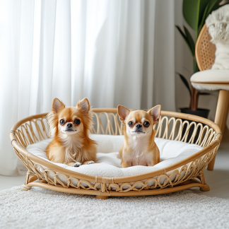 Pet bed, wicker dog bed, cat bed, American-style retro solid wood animal house furniture, Teddy Bichon Frise dog mattress