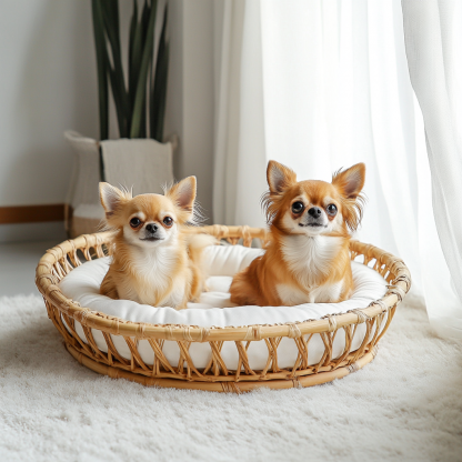 Pet bed, wicker dog bed, cat bed, American-style retro solid wood animal house furniture, Teddy Bichon Frise dog mattress - Image 2